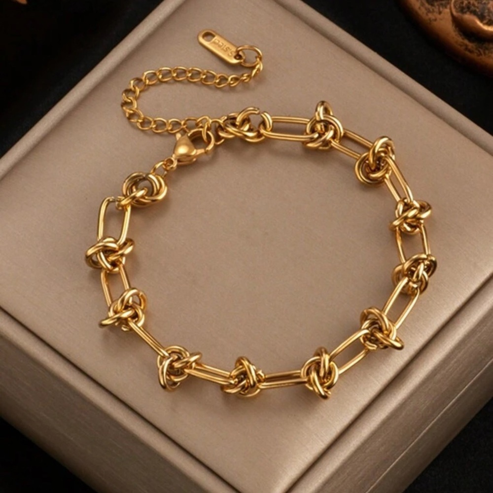 Gold Plated Stainless Steel Knot Bracelet
